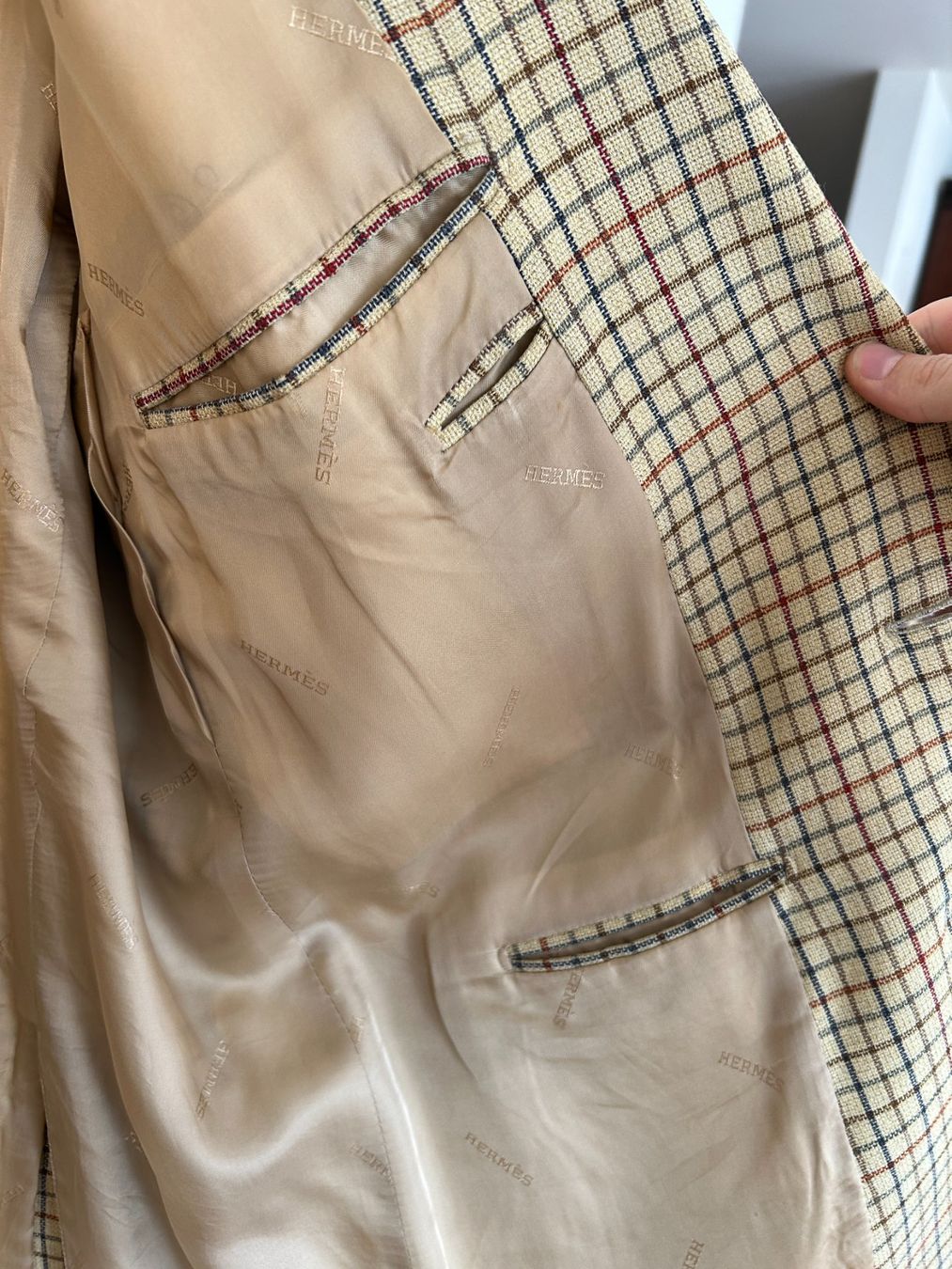 Hermès Giacche: Hermès Beige Plaid Wool Blazer – Usato da Bern venduto da kurtikobolt74 6