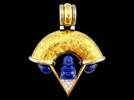 JÜRG FRECH, Zürich, grosser Lapislazuli - Diamant - Anhänger