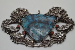 Pendentif argent Vintage 6 têtes dragons 44.5 grammes