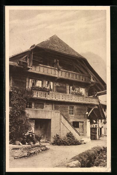 Cartoline postali: Wimmis, Schweizer Bauernhäuser im Sonne – Usato da Berlin venduto da bartko-reher