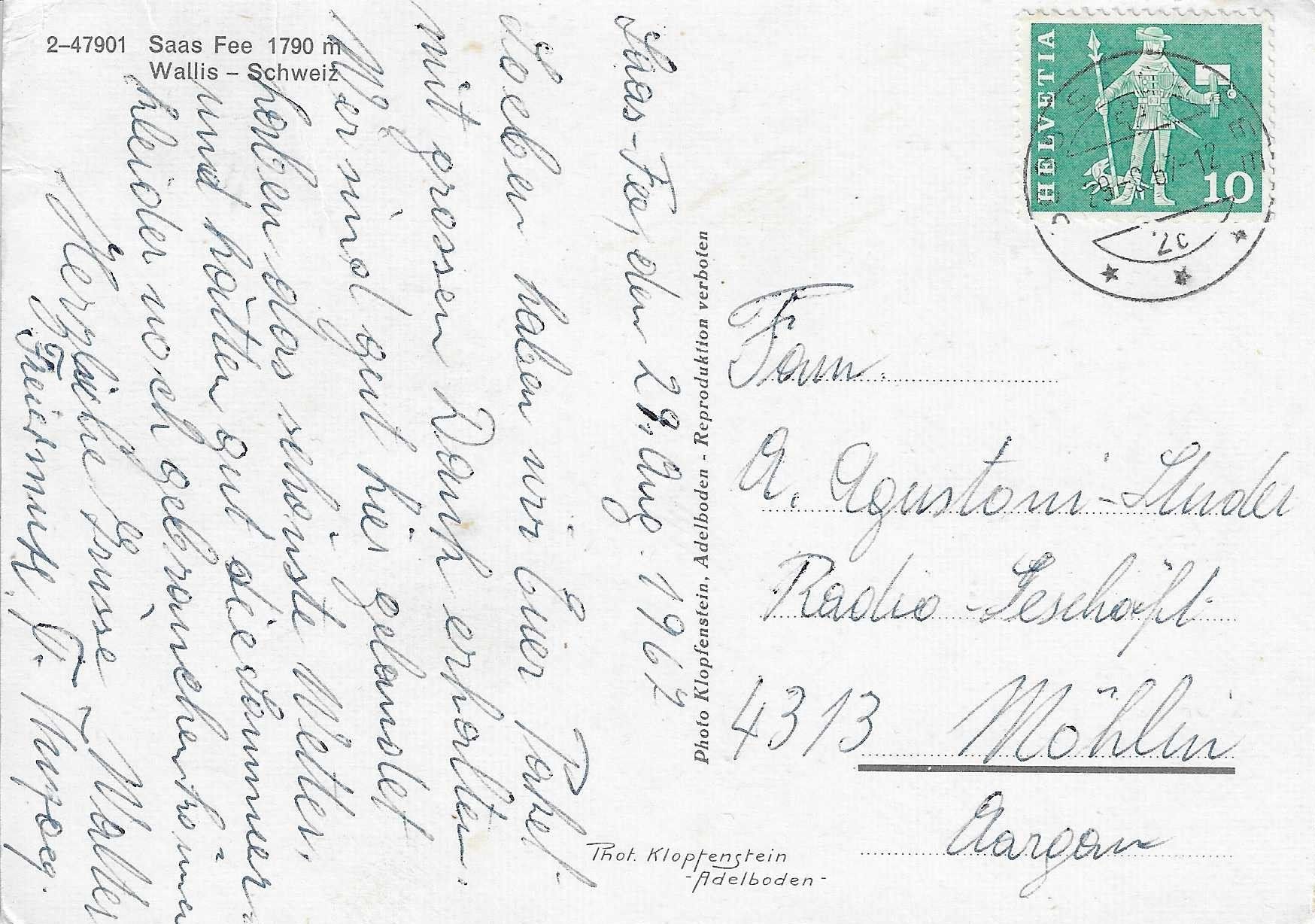 Cartes postales: Saas Fee VS – D'occasion à Rothrist par Stranglehold 1
