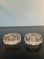 2 Kerzenhalter Glas farblos massiv Hadeland Norwegen 60er