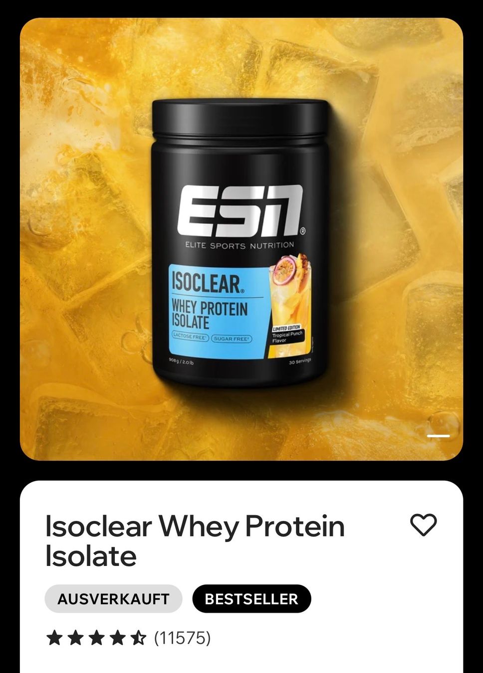 Esn Cibi & Specialità: ESN Isoclear Whey Protein Topical Punch 908g – Nuovo e nell'imballaggio originale da Arbon venduto da FabienneN02