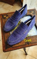 Mocassins Tirelli velours navy 45