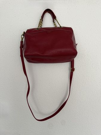 Fossil Burgundy Leather Satchel with Chain Handles EUC!