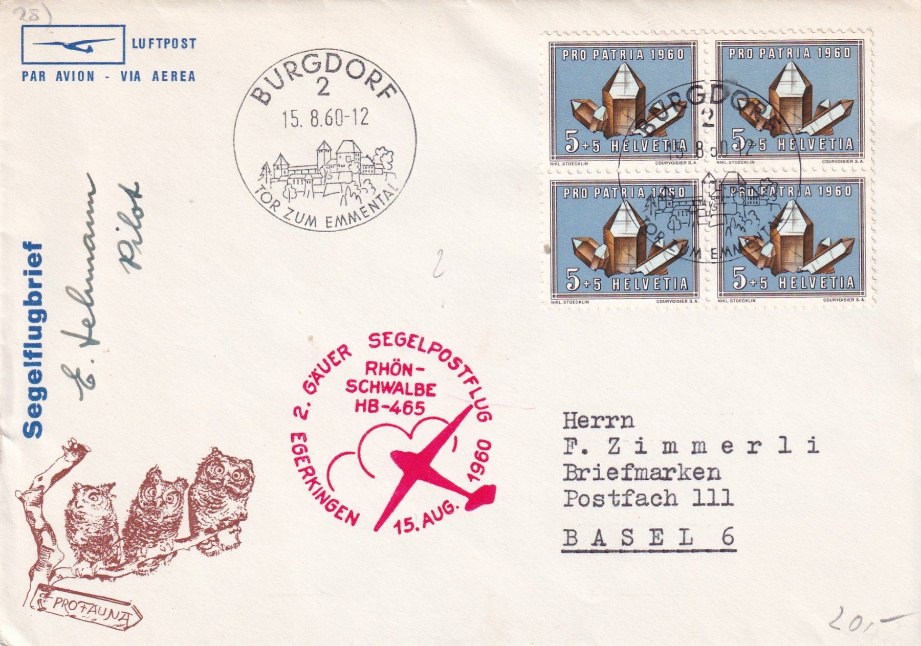 Alle Briefmarken: Segelflugbrief – Gebraucht aus Birsfelden von chr_yq2g