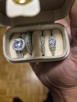 Ring Set Zirkonia Weissgold Optik Schmuck Set Neu , Edelstah