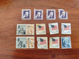 12 alte Briefmarken Amerika, Air Mail usw