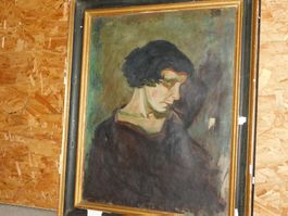 Kunst Ölgemälde antikes Still Leben Portrait signiert