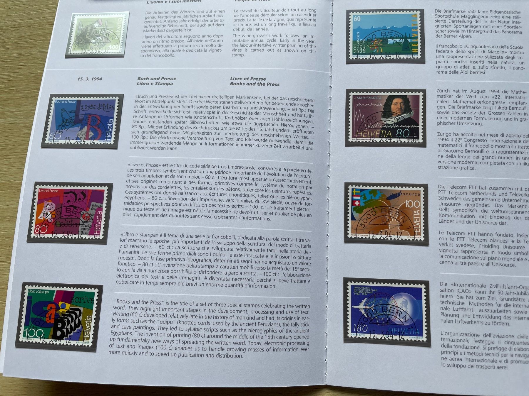 Tutti i francobolli: Carnet timb. 1994 prix poste 36.- SBK 85.- – Usato da Sonceboz-Sombeval venduto da Comment2 4