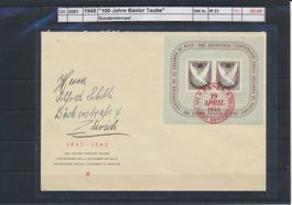 1945 "100 Jahre Basler Taube" - Block, Sonderstempel