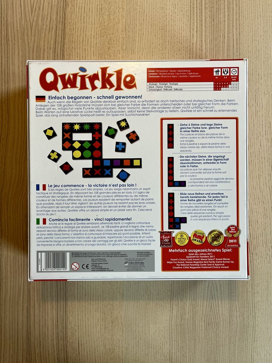 Giochi: Qwirkle Spiel – Nuovo (secondo la descrizione) da Bern venduto da famitro 2