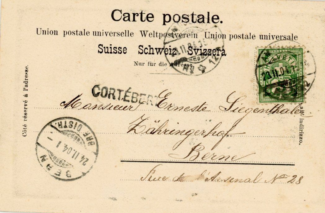 Cartoline postali: Basel BS - Gewerbeausstellung 1901 / Balkenstempel Cortébert – Usato da Brig venduto da Valcards54 2