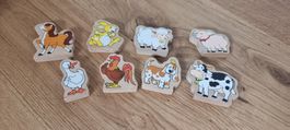 8er-Set: Bauernhoftiere aus Holz