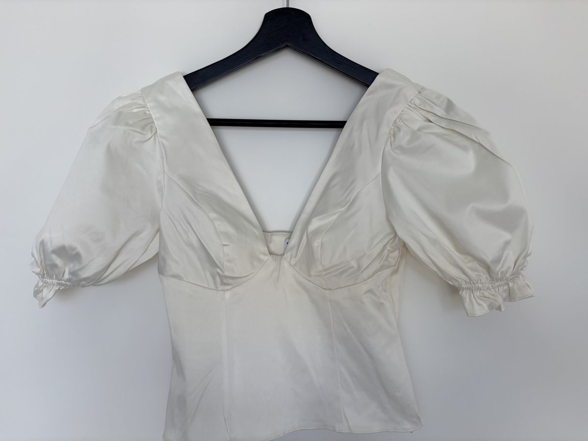 Asos Top: ASOS DESIGN white puff sleeve top size US 4 – Usato da Zürich venduto da mps_9cp7 1