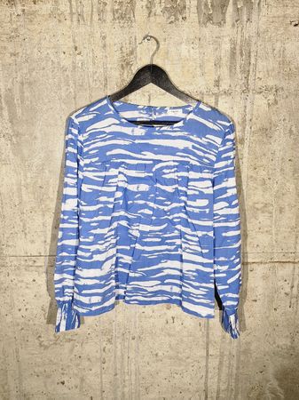 Marc O’Polo Bluse M – Tencel – Blau Weiß Muster – Locker Fit