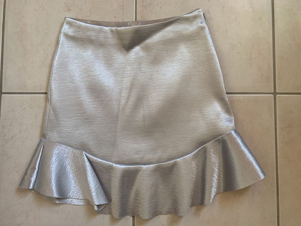 Jupe en cuir verni brillant pour femme - Type B-Silver Blanc