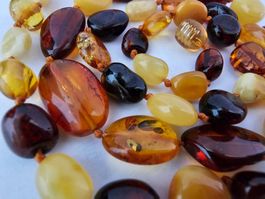 echte Bernsteinkette Mixfarben Naturbernstein Kette Litauen