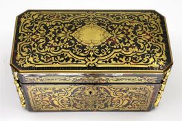 B0154 Antike "Boîte à thé" Marketerie/Bronzen NapIII ~1870