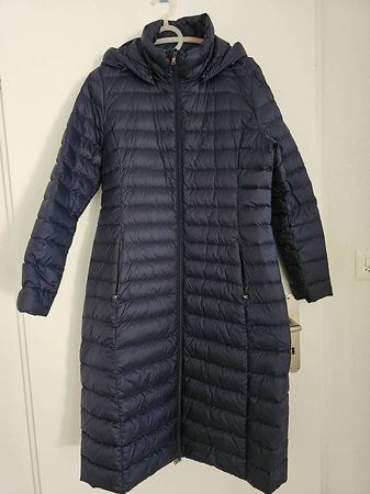 Damen Daunenmantel dunkelblau mit Kapuze