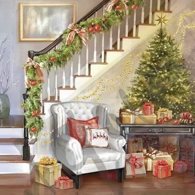 Tovaglioli: Serviette christmas interior (1548) 2Stk. – Nuovo (secondo la descrizione) da Schlatt TG venduto da kreativ-atelier
