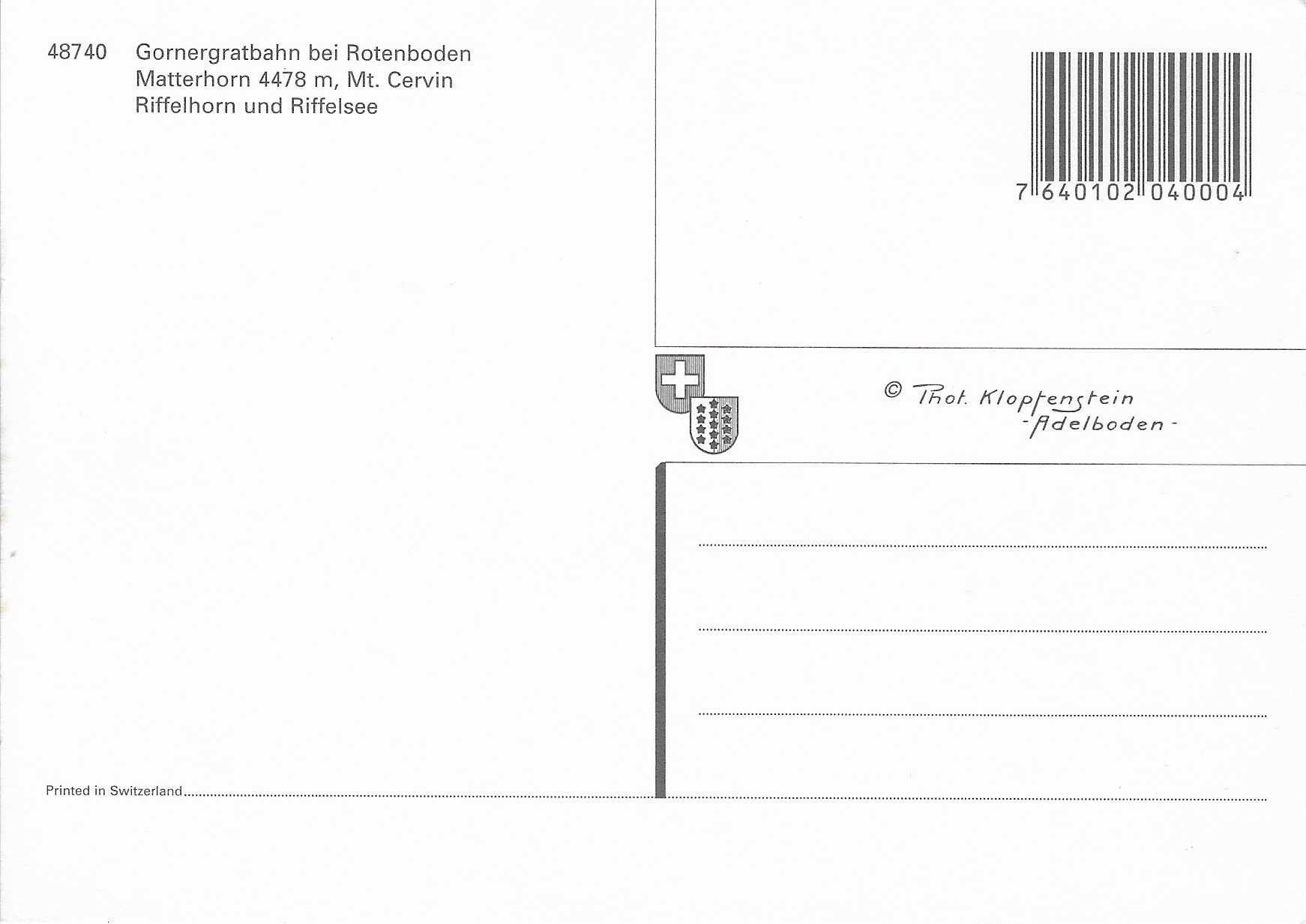 Ansichtskarten: Gornergratbahn bei Rotenboden – Neu (gemäss Beschreibung) aus Rothrist von Stranglehold 1