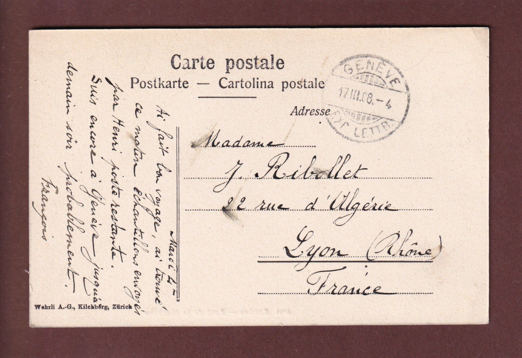 Cartoline postali: GENEVE - Pont de la machine - 1908 – Usato da Pully venduto da nicecards 1