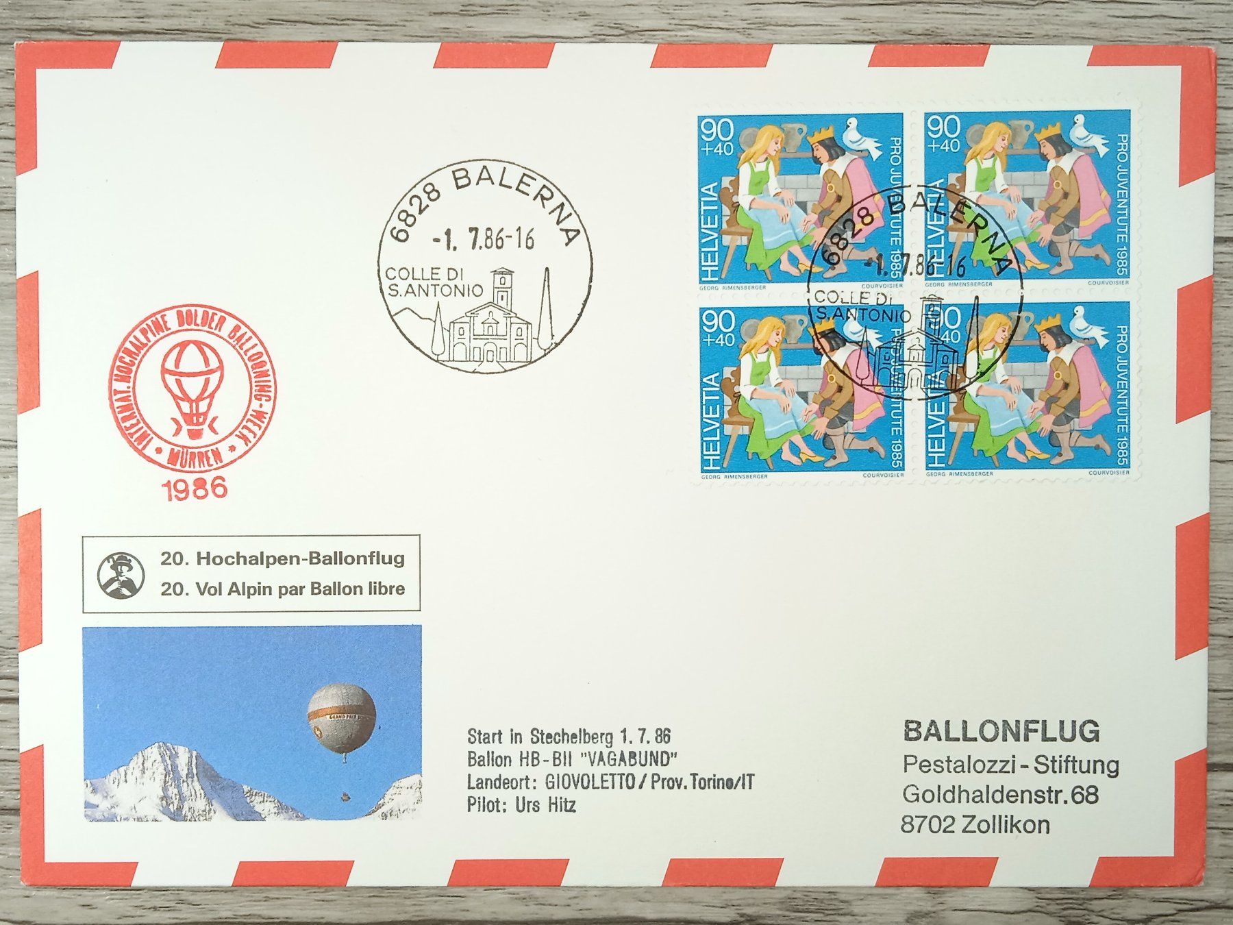 Tutti i francobolli: TR10 Enveloppe + Timbre Suisse 1986 – Usato da Cousset venduto da Patrick_Collections