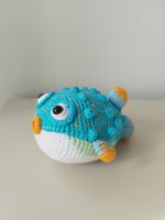 Handmade Crochet Pufferfish Plush Toy, New and Cute!