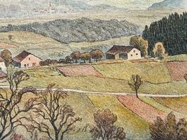 🍫🇨🇭 Sonnenberg - Häuslenen Lithographie E. Schlatter 1930