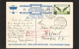FDC Bundesfeierkarte 1929 , Nr. 49 ll , Flug Basel-Berlin ,.