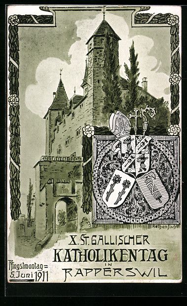 Ansichtskarten: Rapperswil, X. St. Gallischer Katholiken – Gebraucht aus Berlin von bartko-reher