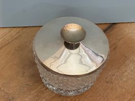 Kristallglas-Dose mit 925 Sterling Silberdeckel