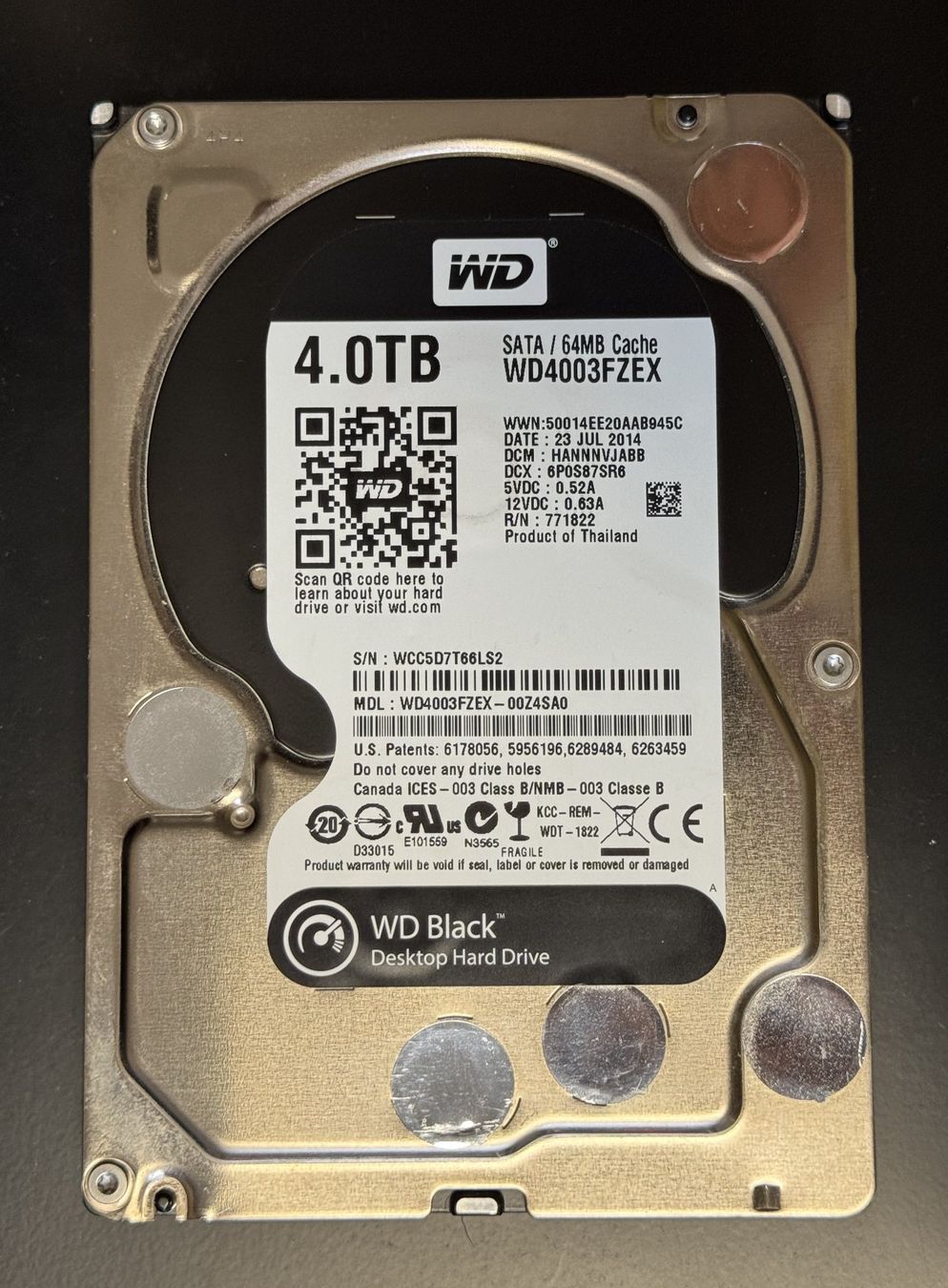Western Digital Dischi rigidi: WD Black 4.0 TB SATA Festplatte – Usato da Meilen venduto da speedliq