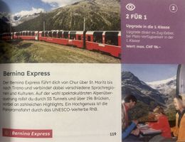 2 für 1 Coupon Bernina Express, Upgrade auf 1. Klasse