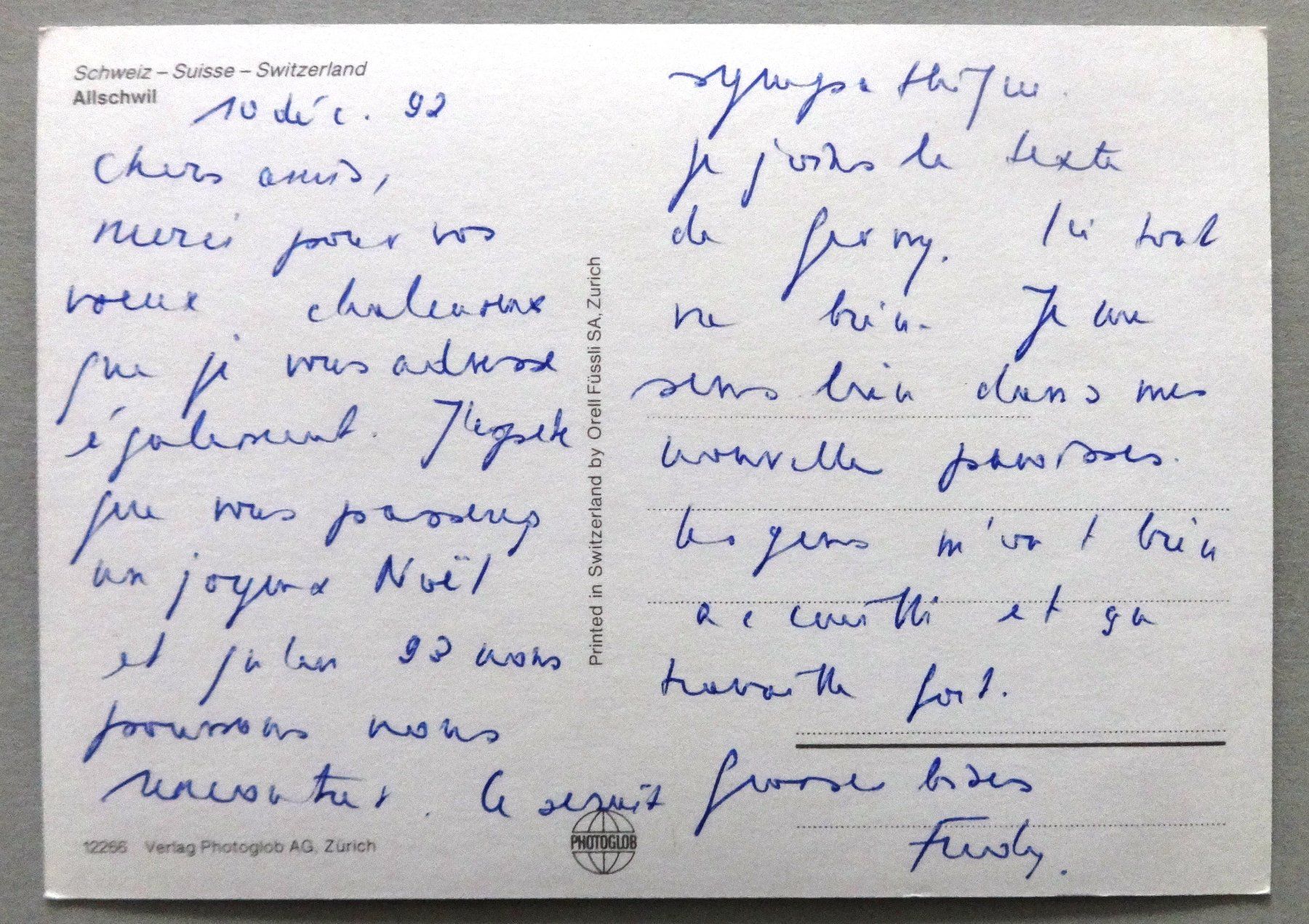 Cartoline postali: Allschwil – Usato da Fétigny venduto da Billy2miny 1