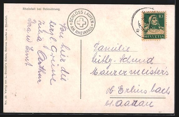 Cartoline postali: AK Rheinfall, Wasserfall bei Beleuchtung – Usato da Berlin venduto da bartko-reher 1