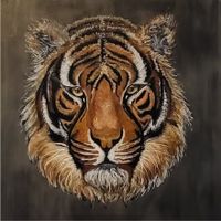 Encaustic Bild, Tigerkopf