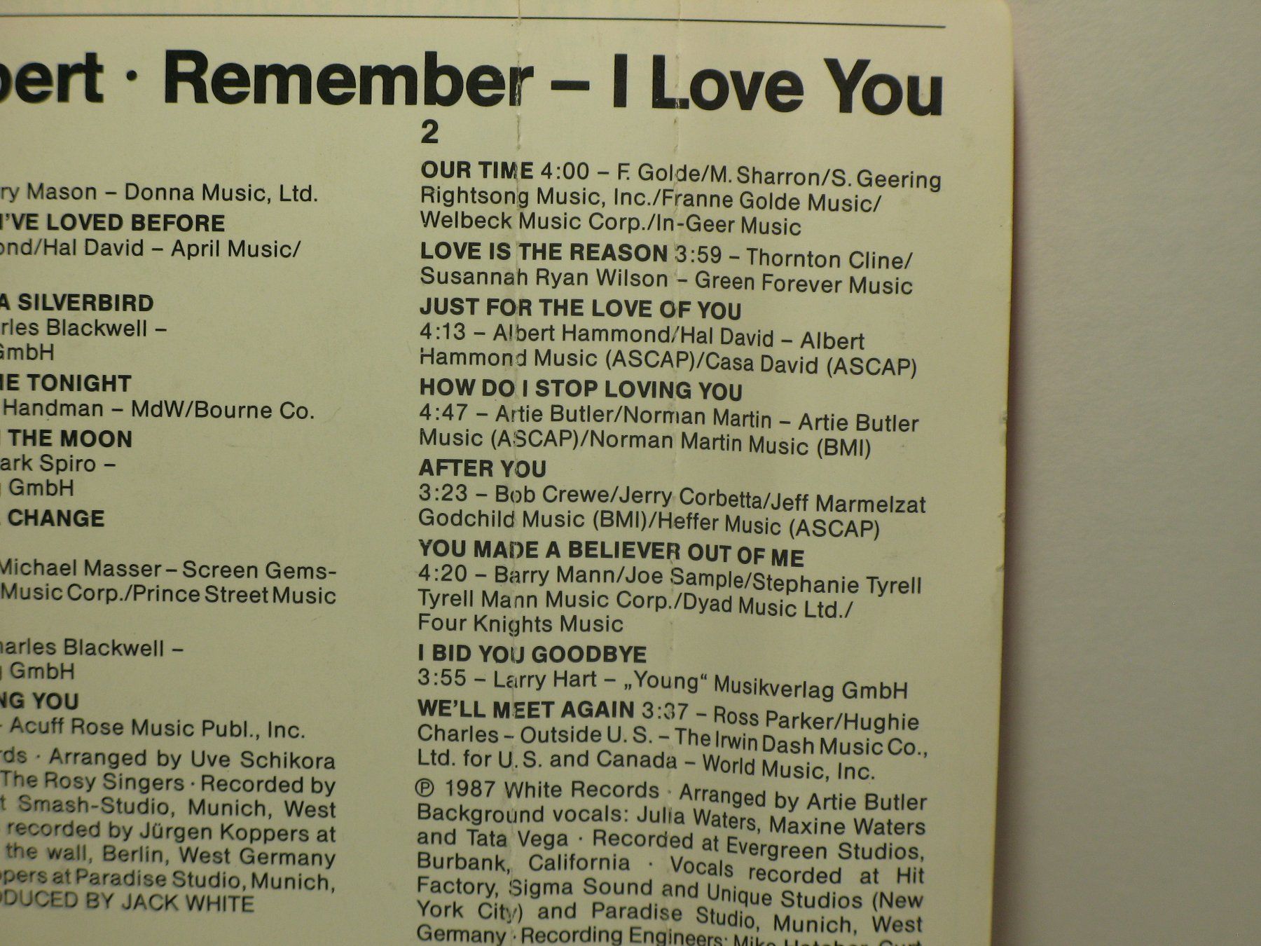Musicassette: ENGELBERT  Remember   - I Love You – Usato da Langnau i. E. venduto da gf2_29jt 2