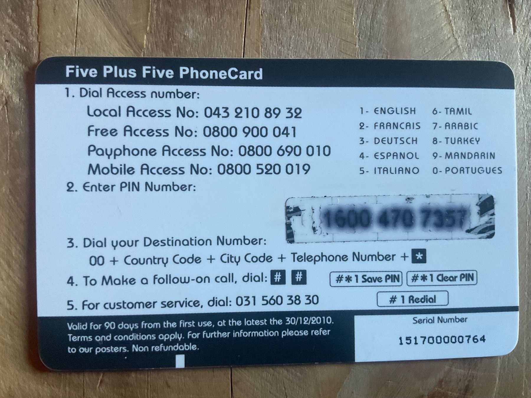 Schede telefoniche: Prepaid Telefonkarte Five Plus Five – Usato da Zürich venduto da Tolima194 1