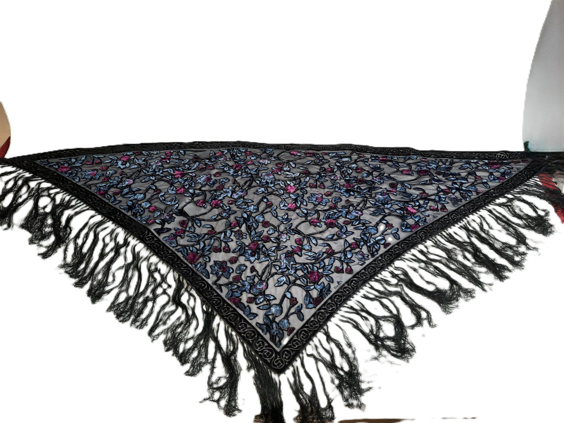 Foulard & Sciarpe: Seidensamt Schal mit Fransen – Usato da Beinwil am See venduto da Restwert_Beinwil