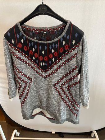 H&M Kurzarm Pulli Gr. L Ethno Stickerei Boho Blogger Trend
