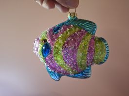 neu: Weihnachtsbaumschmuck Fisch Glas bunt glitzernd 
