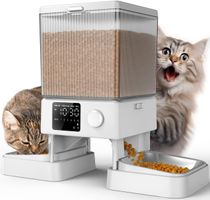 Oneisall 5L Futterautomat Katze 2 Näpfe Katzenfutter Weiss