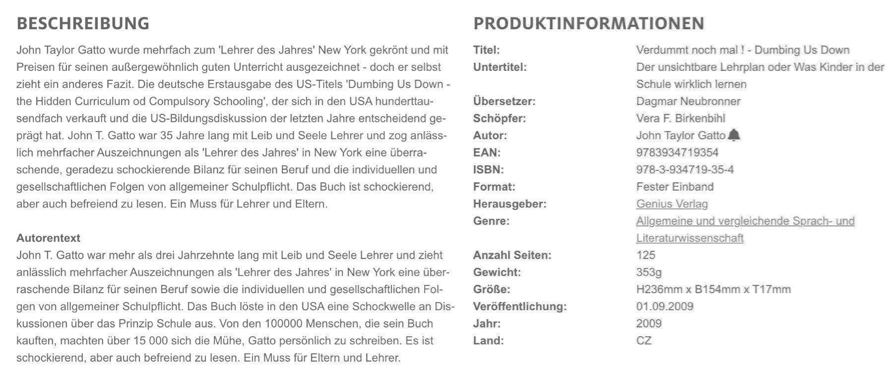 Libri: Verdummt noch mal! John T. Gatto, neu – Nuovo e nell'imballaggio originale da Rothenburg venduto da Kaulquappe55 2