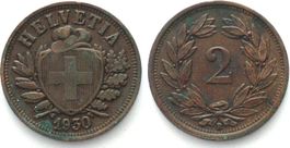 Schweiz EIDGENOSSENSCHAFT 2 Rappen 1930 Bronze vz