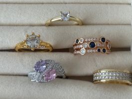 Luxus EleganteGr19/9 Ring Zirkonia Farbe:Gold /Silber5 st.