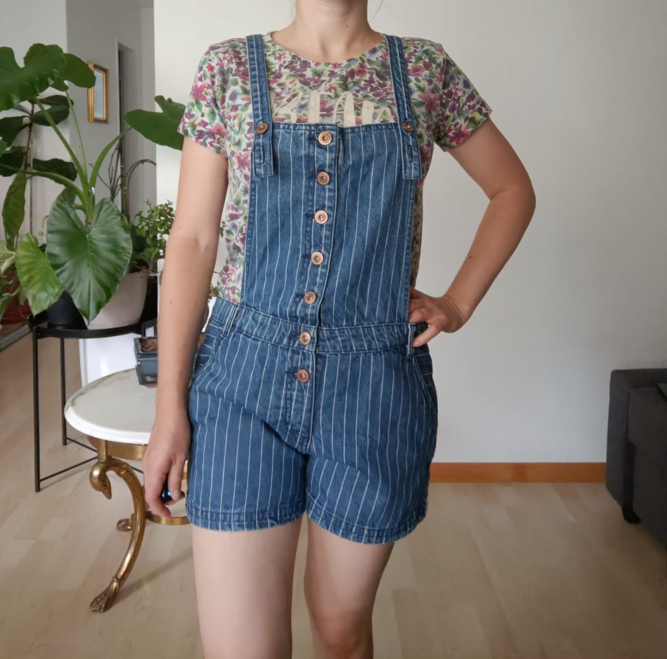 Tute: 100 cotton-Summer overalls - Denim + white vertical stripes – Usato da Rotkreuz venduto da Prelovedswitzerland 4