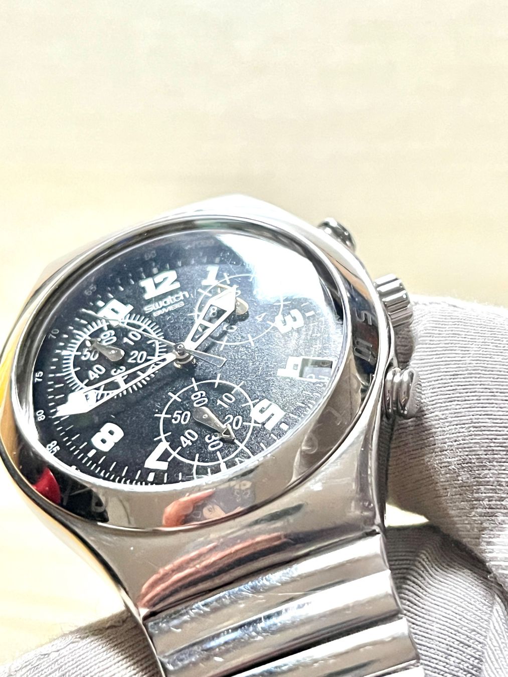 Swatch Orologi: Swatch Irony Chronograph Uhr, Vintage Look – Usato da Grenchen venduto da chththl 6