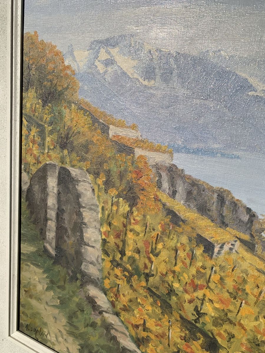 Tableaux: Tableau ancien A. Duplain, Lac Léman Rivaz – D'occasion à VEVEY par Nath66 2